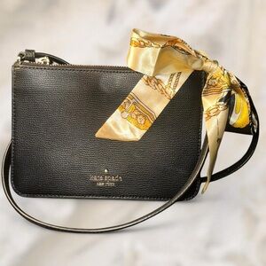 Kate Spade Black Crossbody Bag with Yellow Scarf Detail